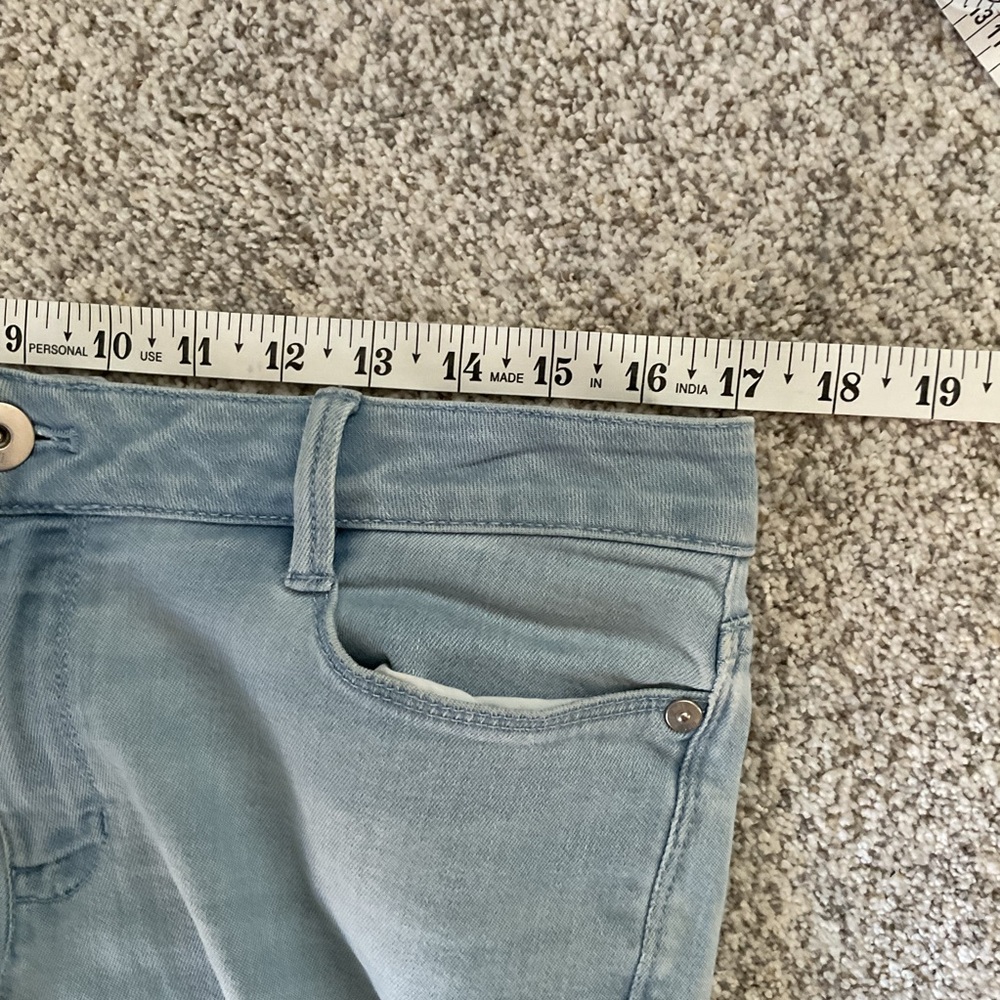 J JILL Authentic Fit Cropped Jeans Oxford Wash Blue Fringe Hem Stretch Denim 10 - Picture 6 of 11